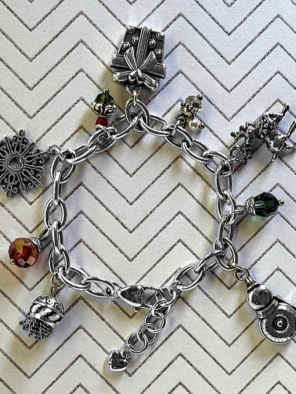 Brighton Christmas Charm Bracelet Red Green Reindeer Gift